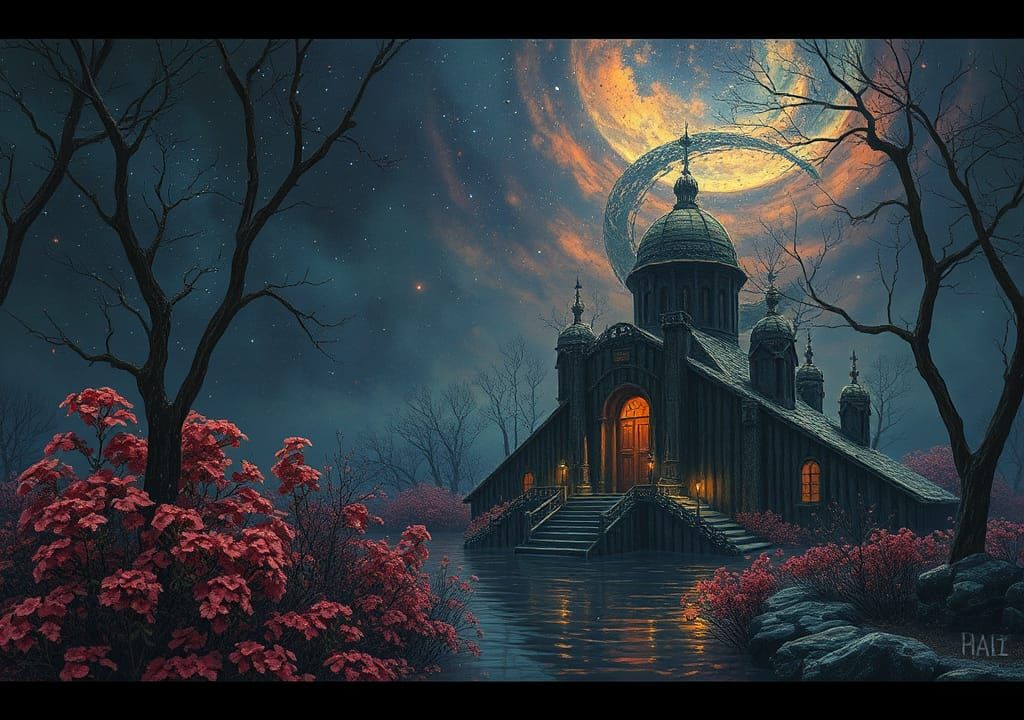 Surreal Untouched Landscape in Mixed Media Style