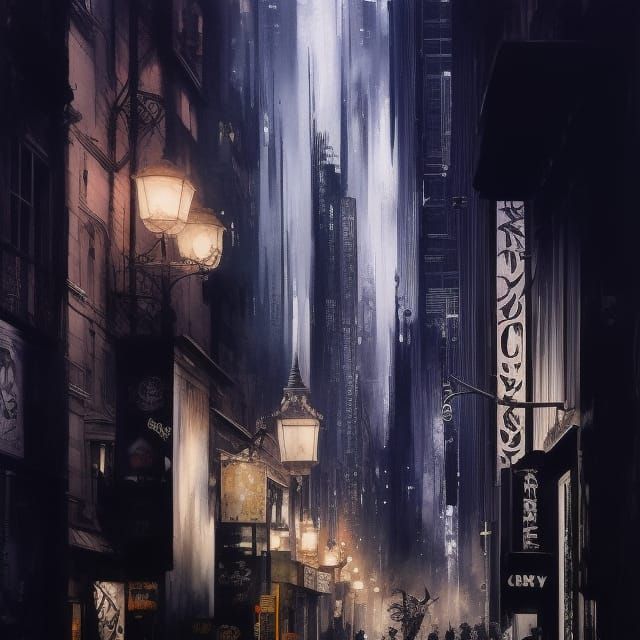 Noir Cityscape in Sin City Style