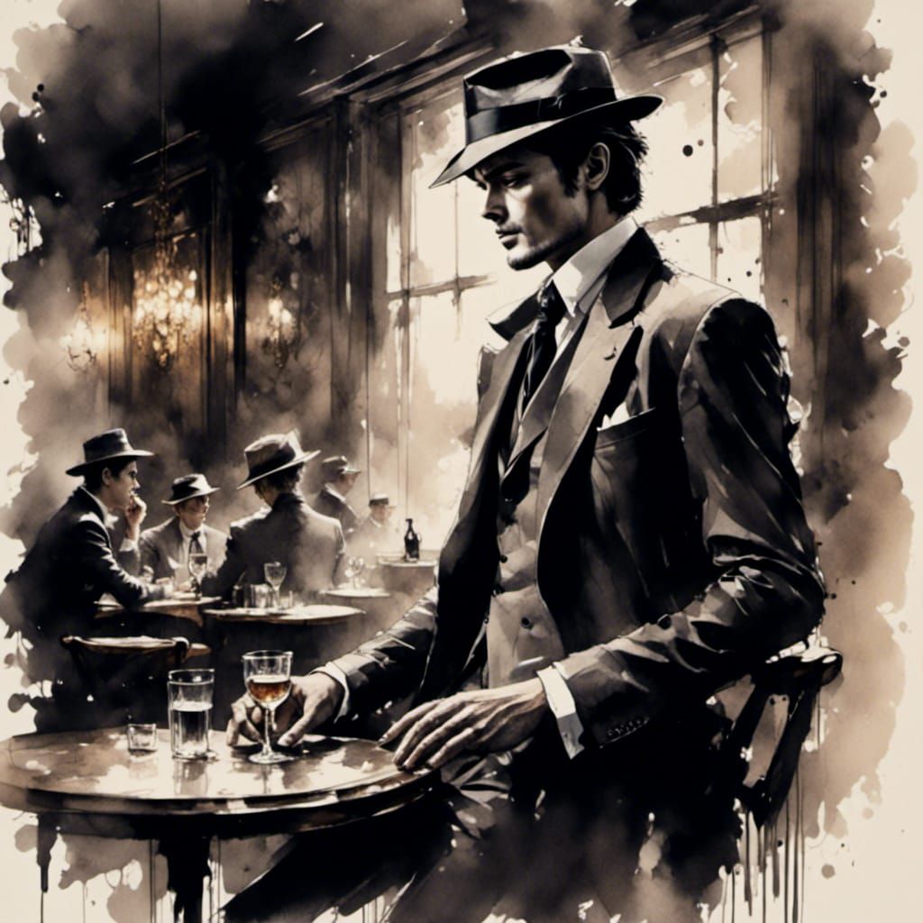 Alain Delon Inspired Image in French New Wave Style