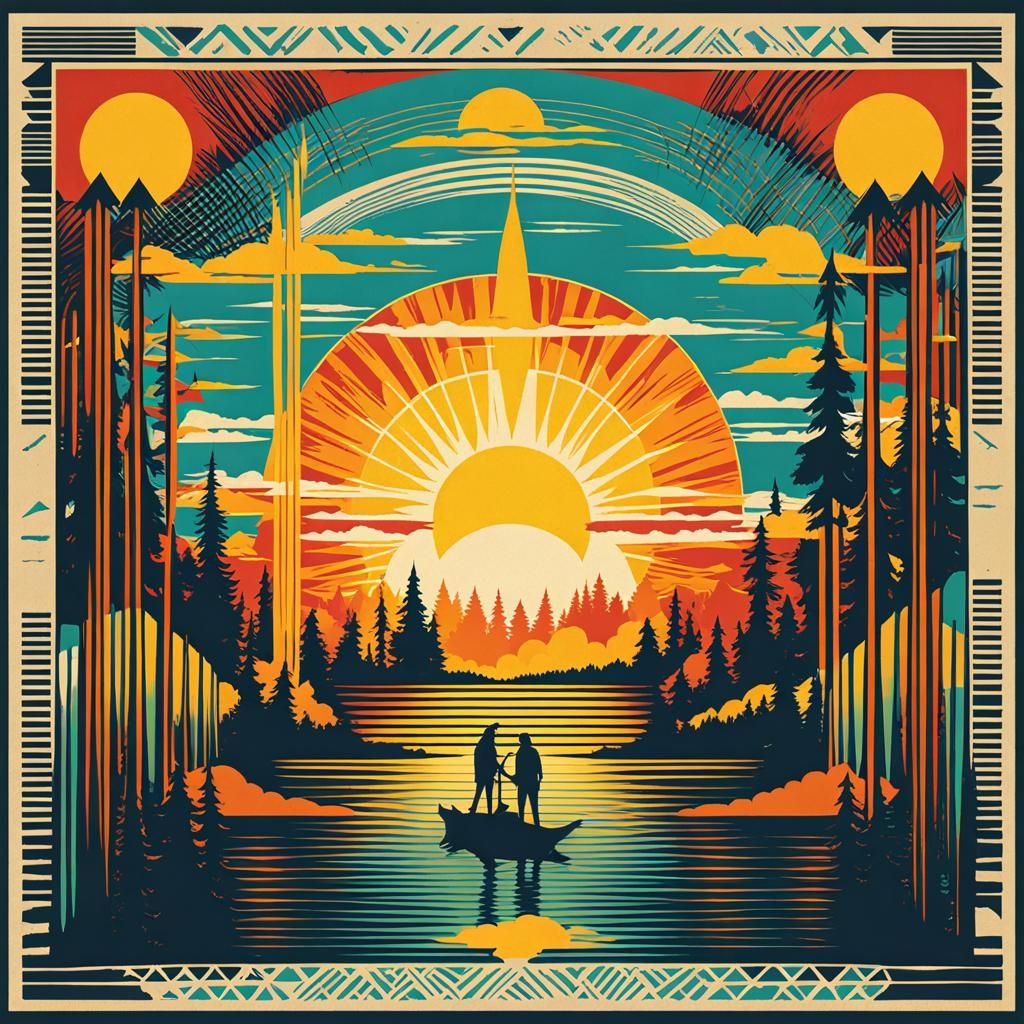 Wolves at Lake: Pop Art Screen Print