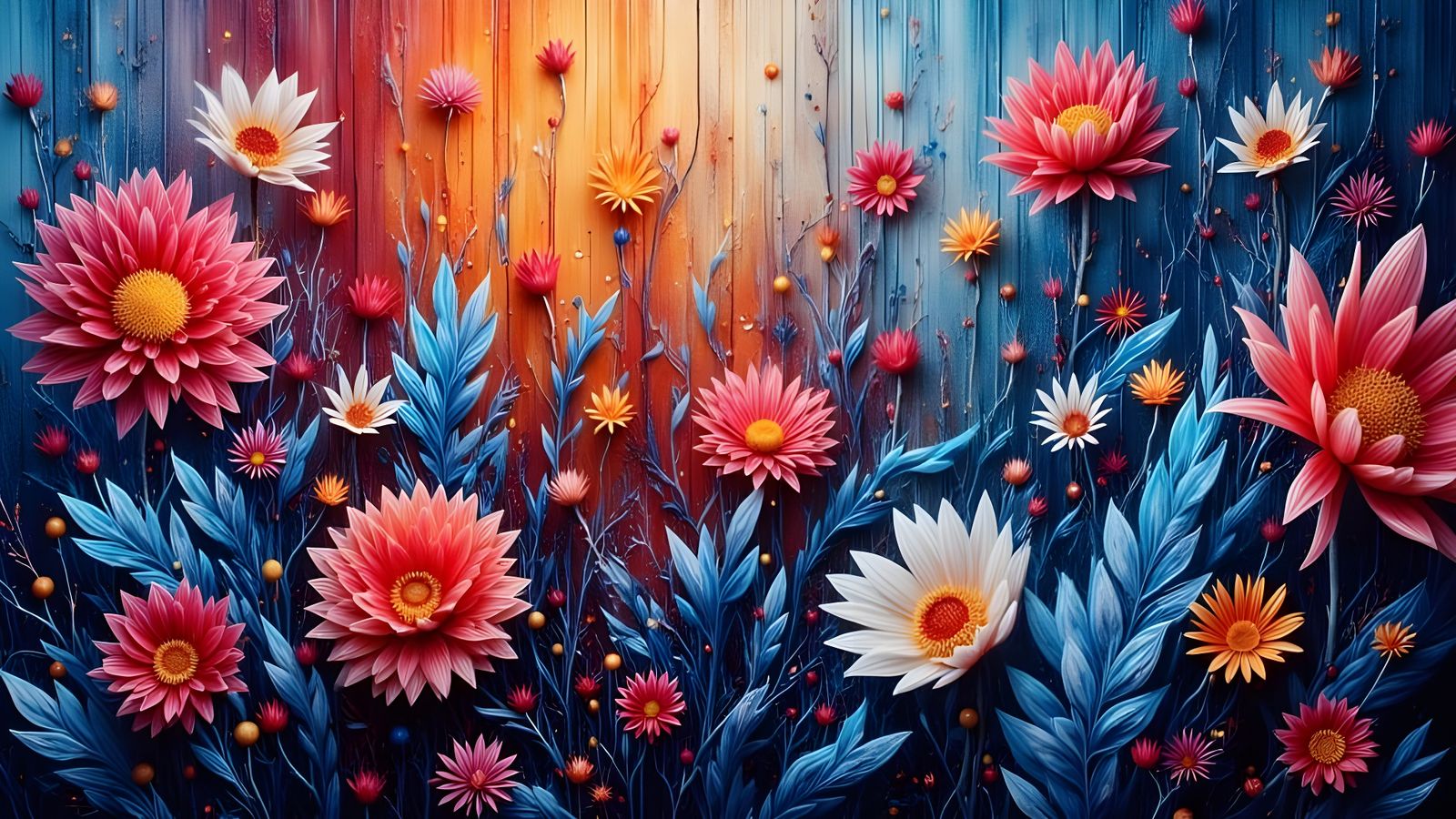 Vibrant Australian Wildflower Tapestry in Multicolored Beadw...