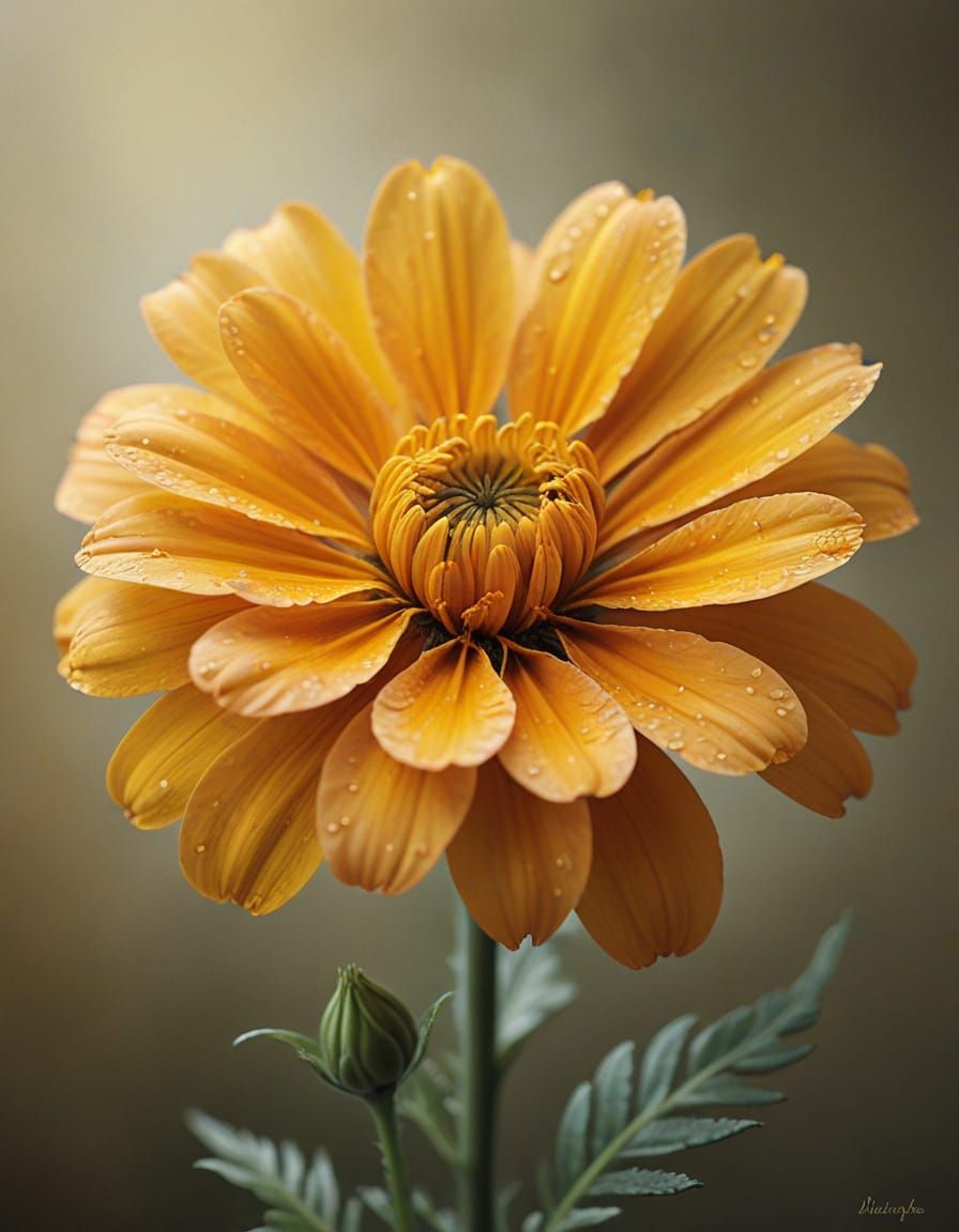 Vibrant Macro Botanical Art in Photorealistic Oil Painting S...