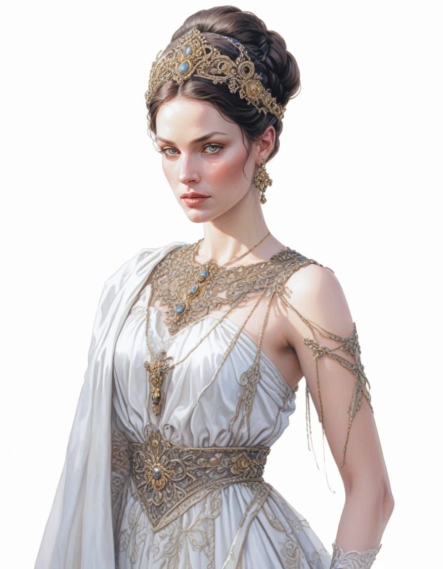 Renaissance Portrait of Woman in Sunset Landscape