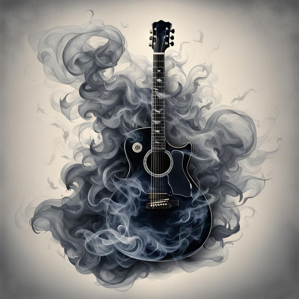 Ethereal Guitar Made of Smoke