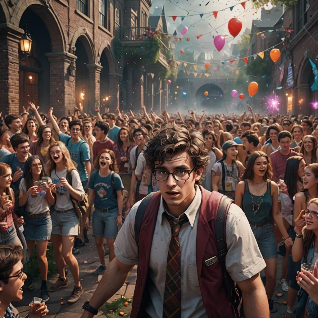 Desperate Nerd at College Party: Fantasy Art