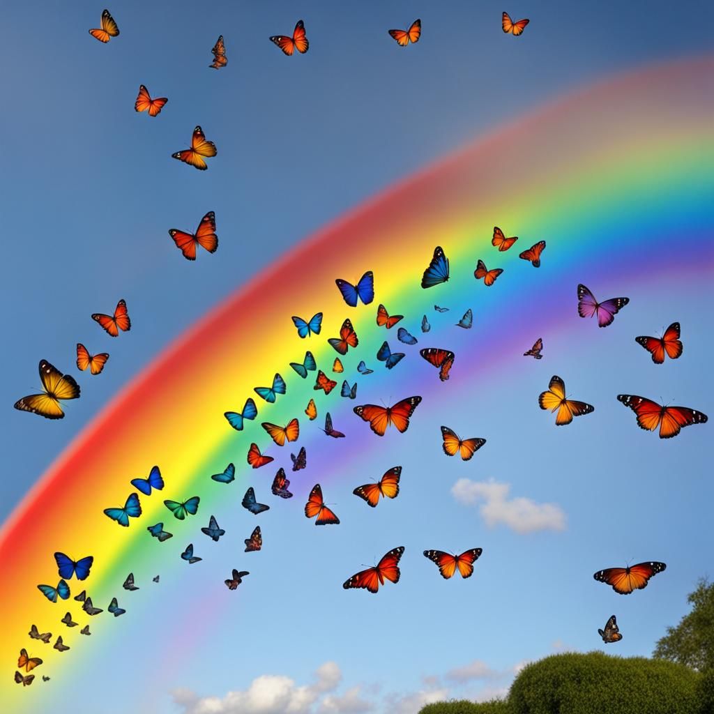 Butterflies Form a Rainbow in the Sky