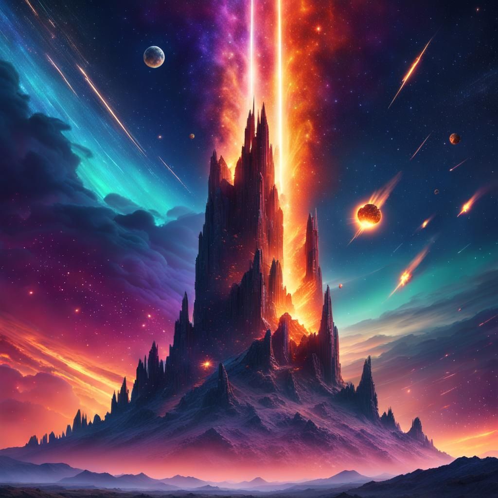 Vivid Meteor Streaks Across Starry Night Sky