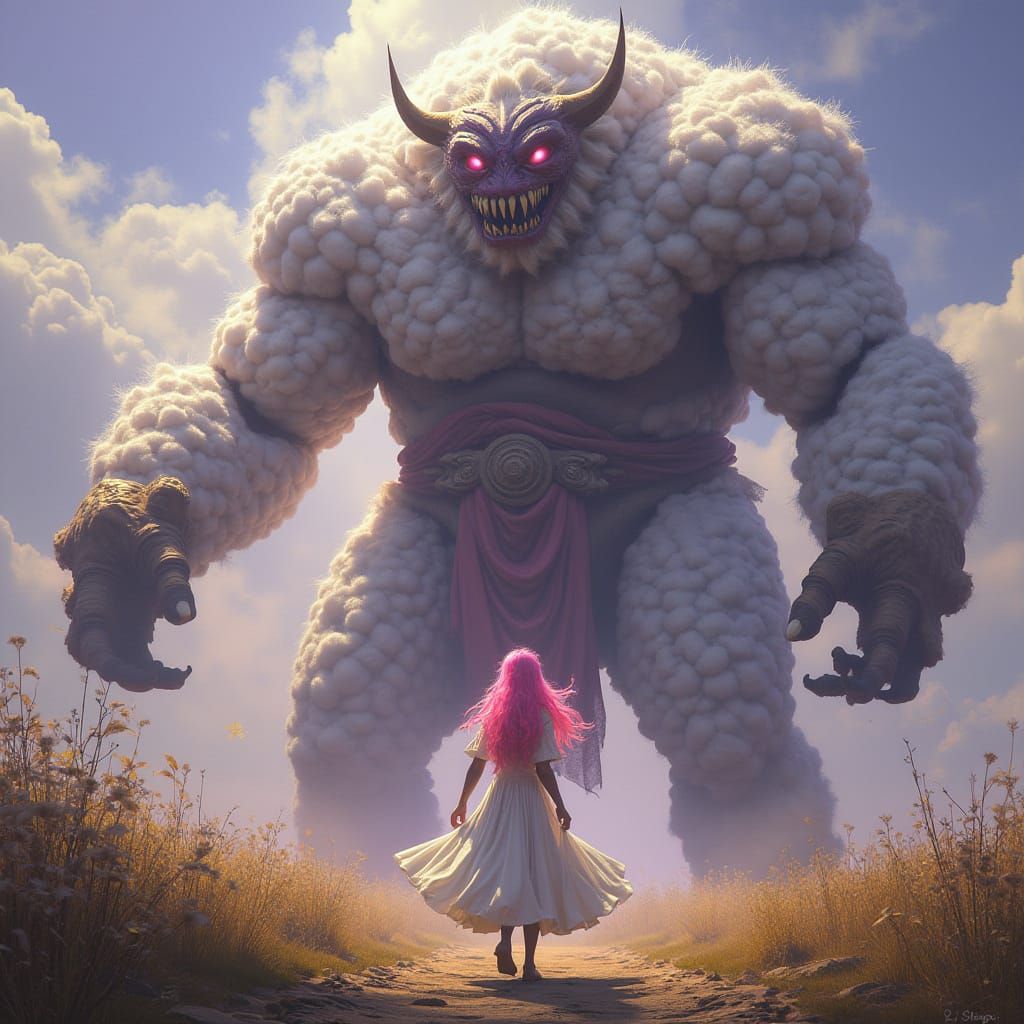 Cotton Golem Commanded by Pink-Haired Witch