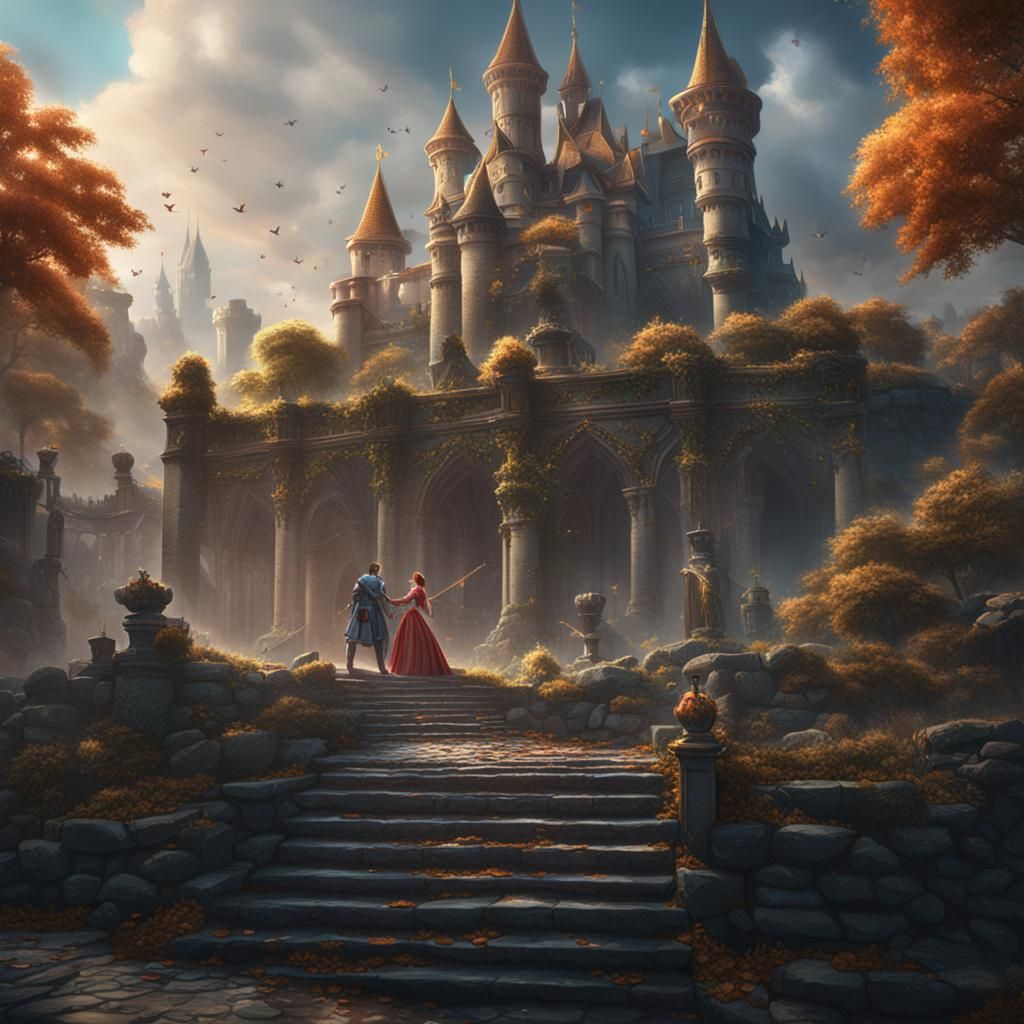 Princess Scolding Prince: Detailed Matte Painting