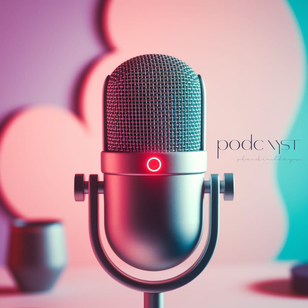 Vibrant Podcast Microphone Close-Up in Warm Light