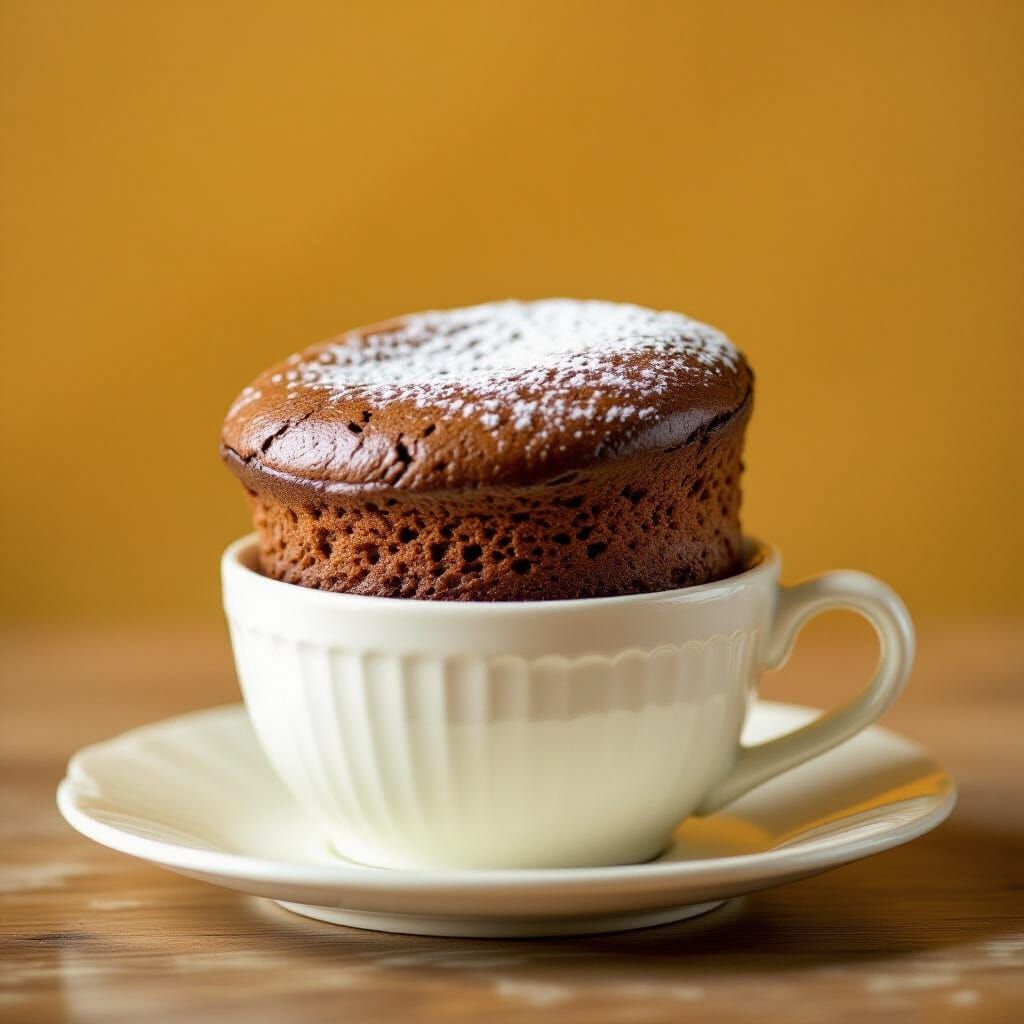 Chocolate Souffle in Whimsical Realism Style