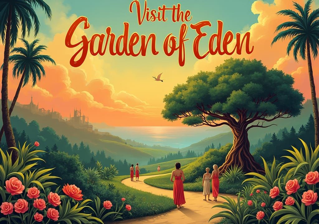 Garden of Eden Vintage Travel Poster