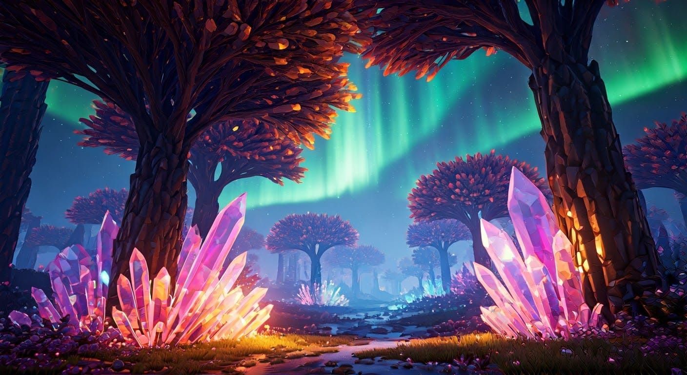 Crystal Forest in Unreal Engine 5 Style