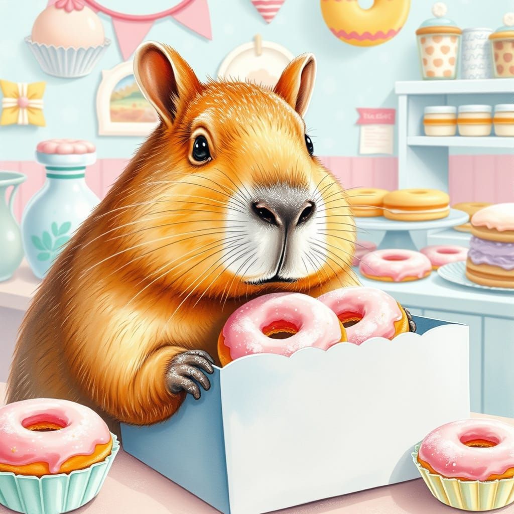 Capybara in Whimsical Bakery Wonderland
