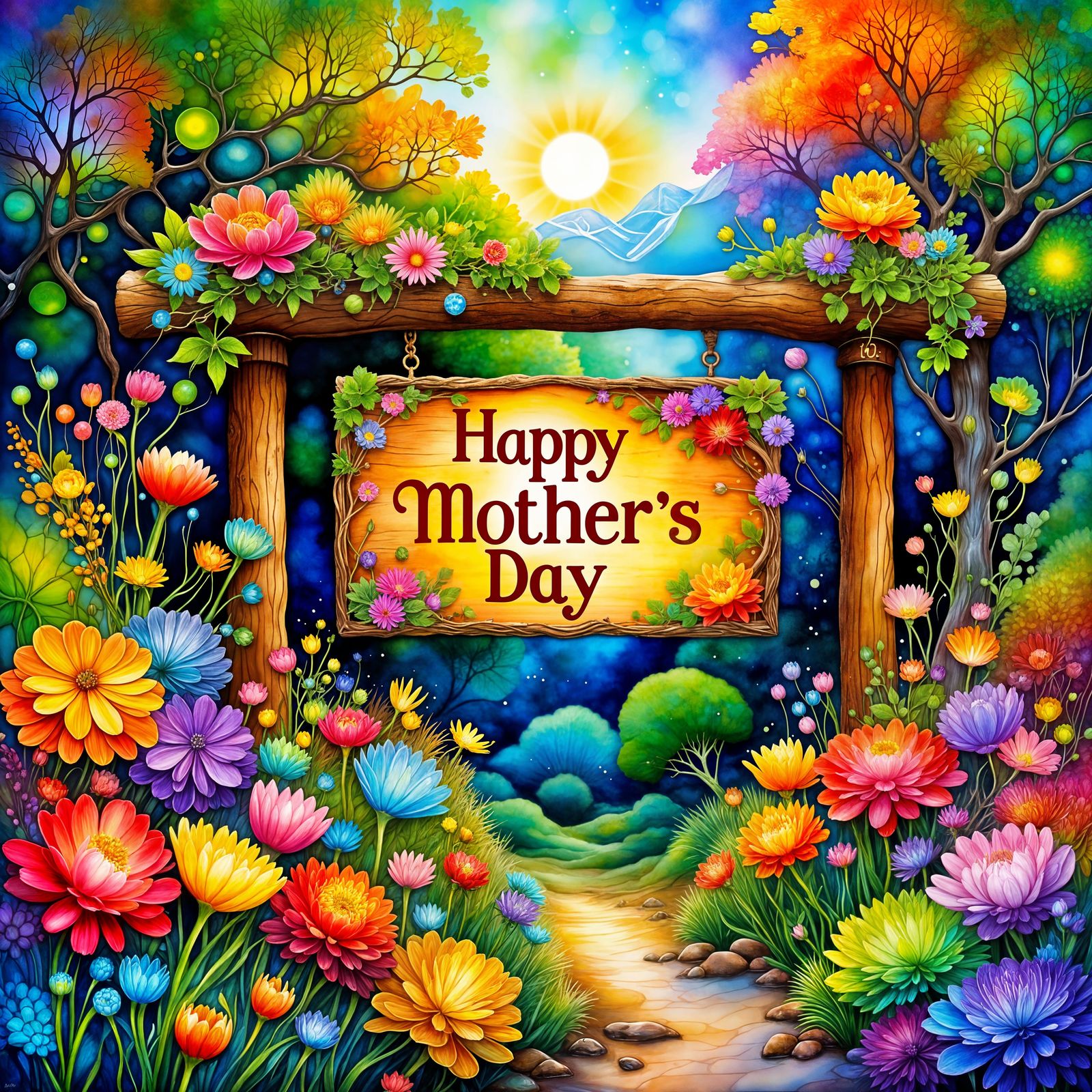 Mother's Day Celebration in Vibrant Floral Wonderland