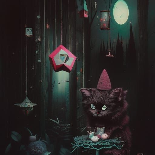 Grotesque Candygoth Horrorscape in Mixed Media Style