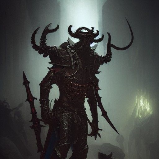 Demonic Warrior in Baroque Horror Style