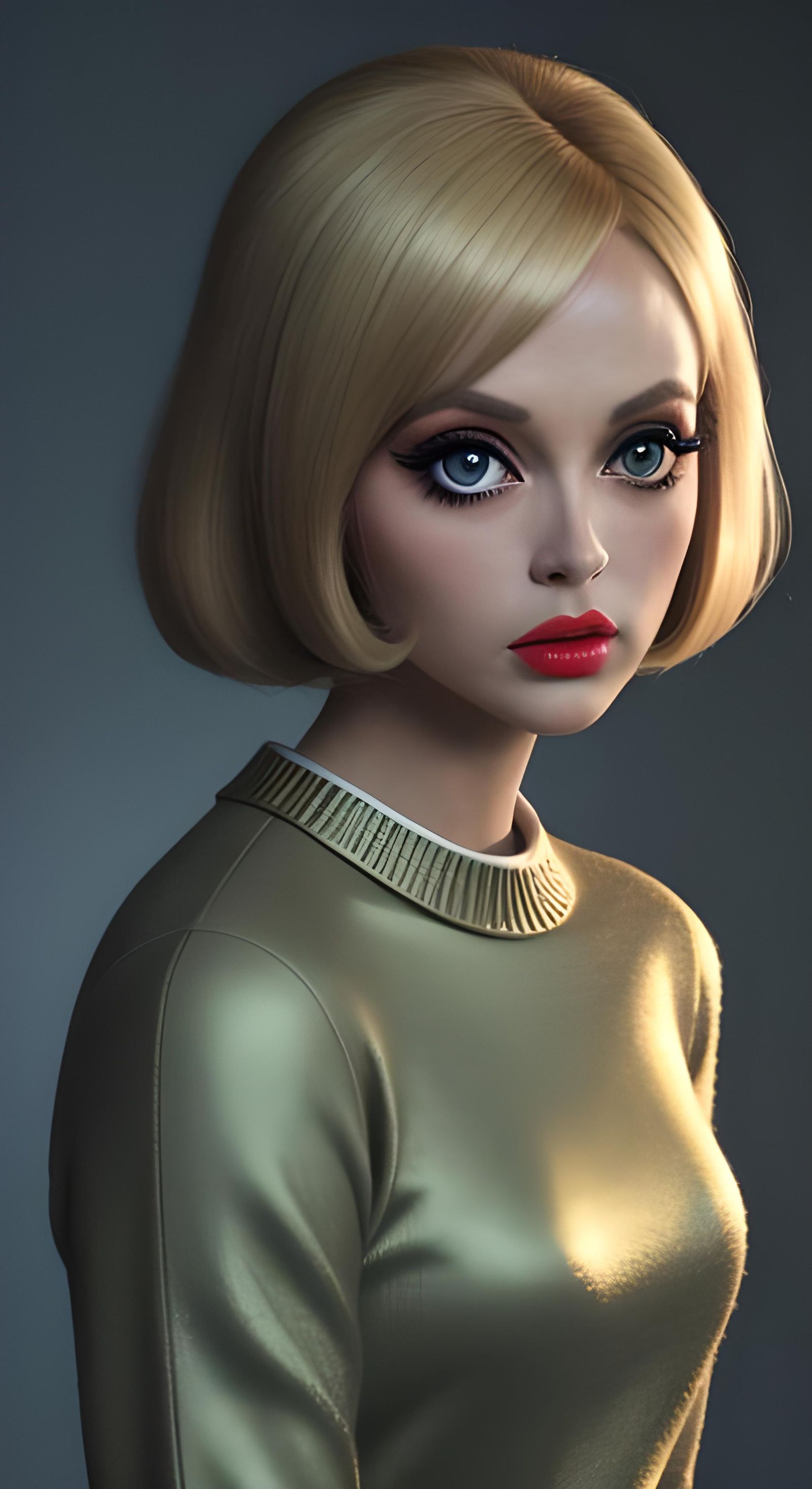 Twiggy: 1960s Mod Icon in Cinematic Portrait