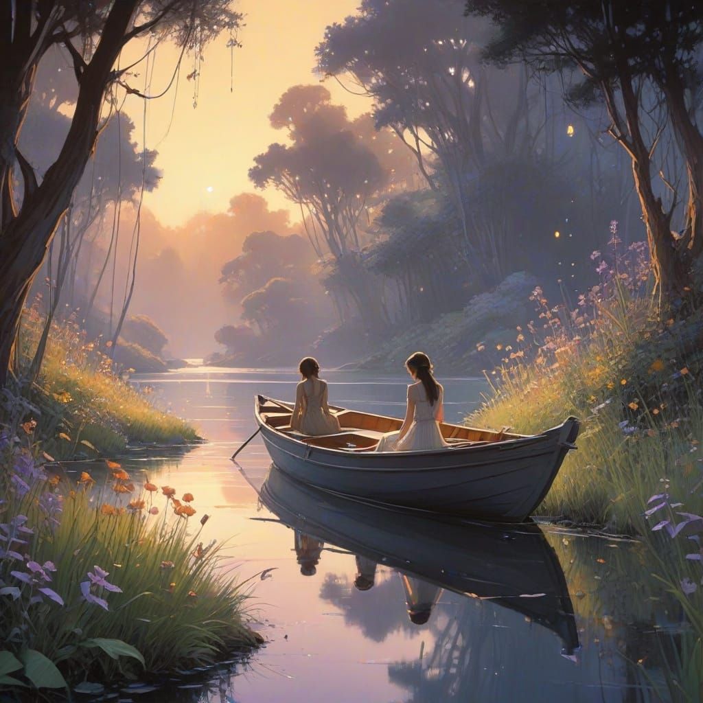 Whimsical Fantasy Fairy in a Dreamy Golden Hour Landscape