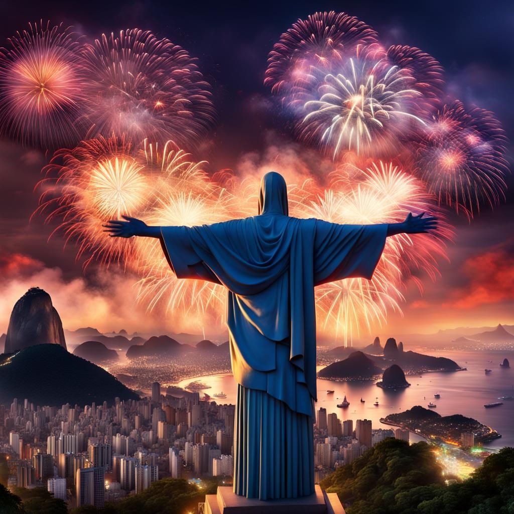 New Year's Eve Fireworks over Rio de Janeiro