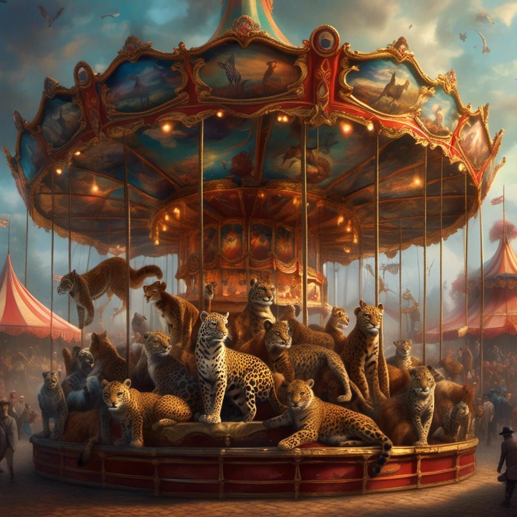 Carousel Animals with Leopard in Magic Realism