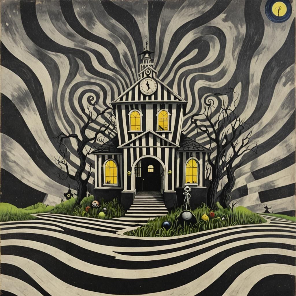 Eerie Gothic Optical Illusion in a Psychedelic Style