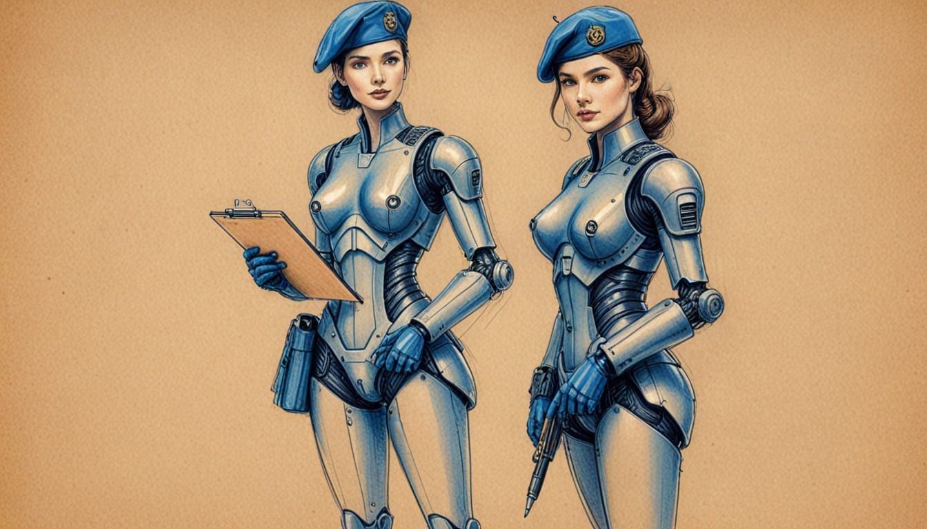 Robot Officer in Military Uniform