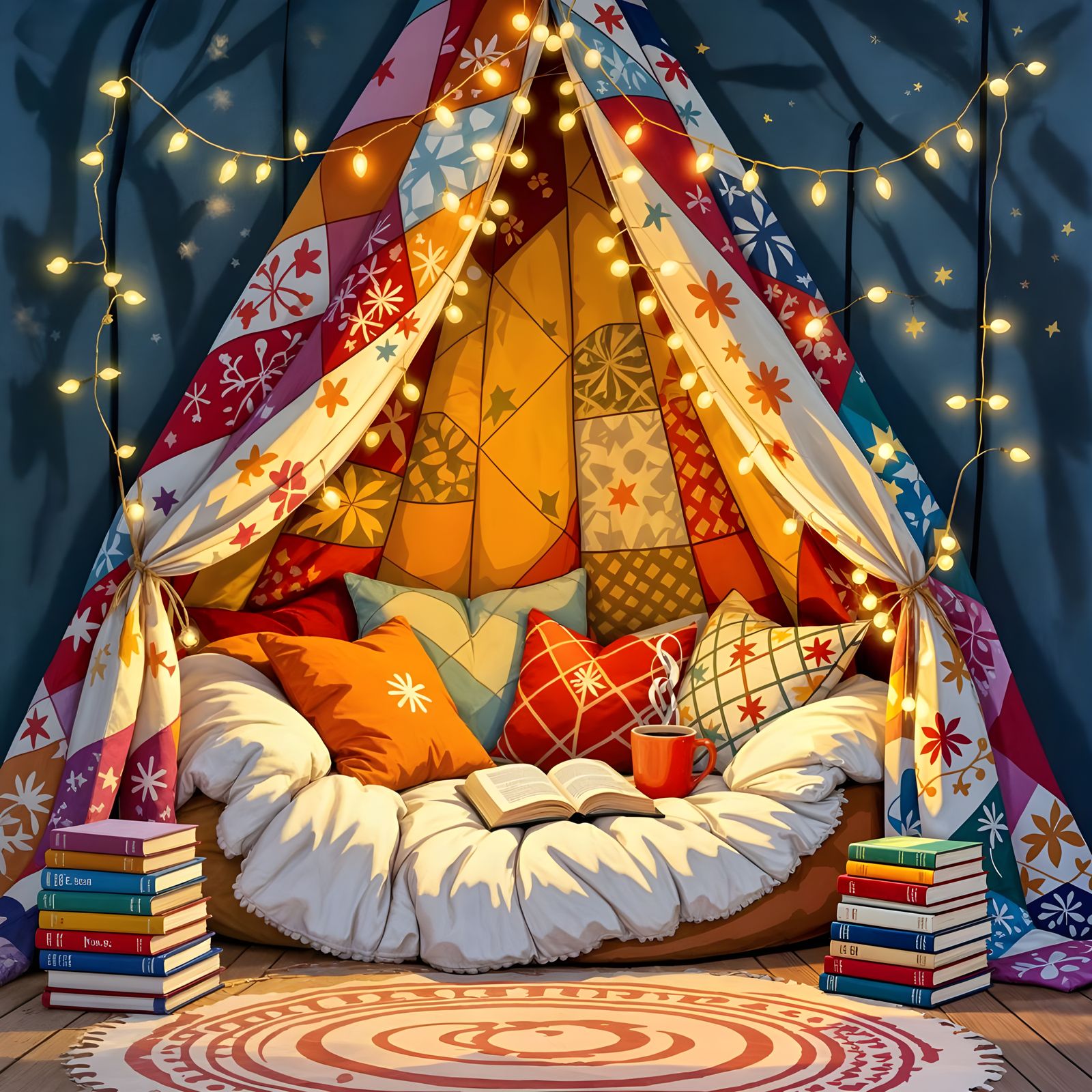 Cozy Reading Nook in Blanket Fort