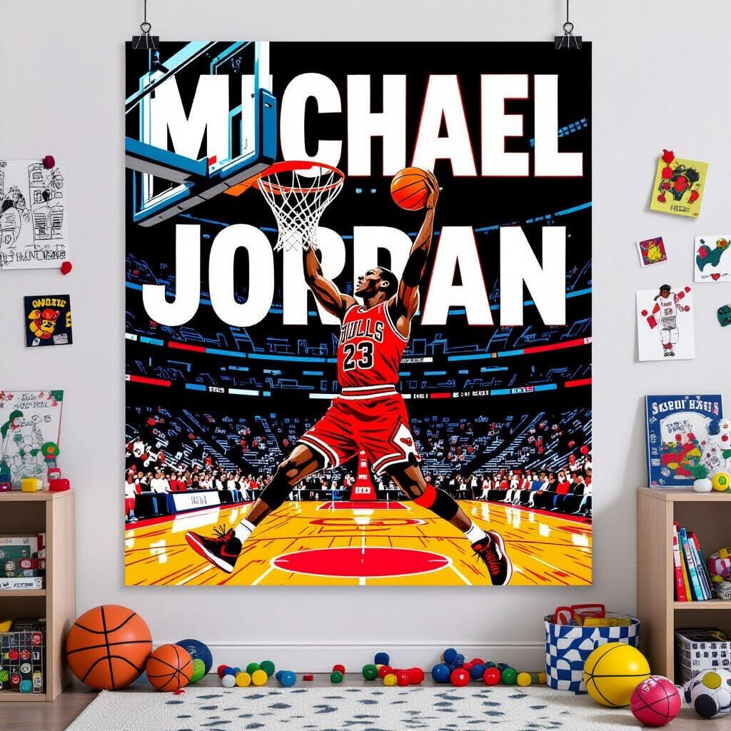 Michael Jordan Dunking in Warhol & Haring Style