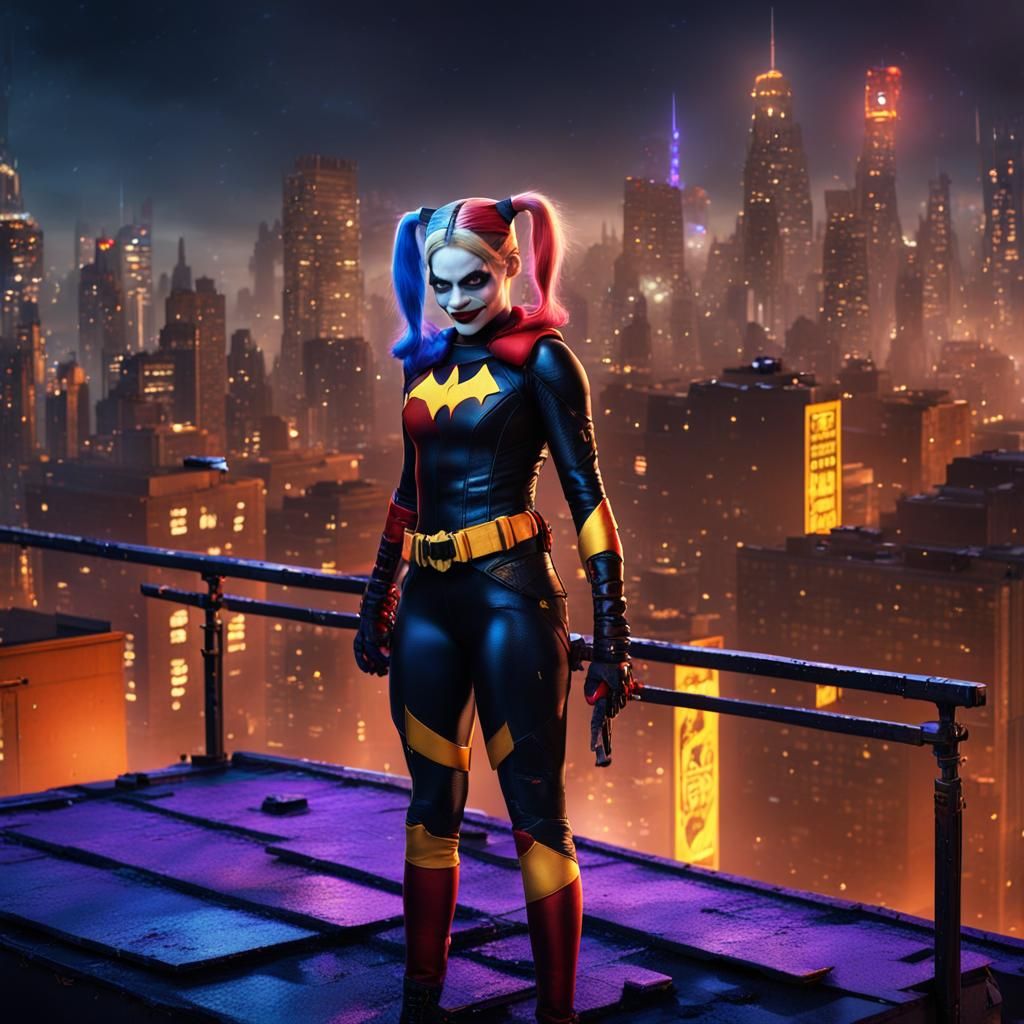 Harley Quinn as Batgirl in Gotham, Digital Art