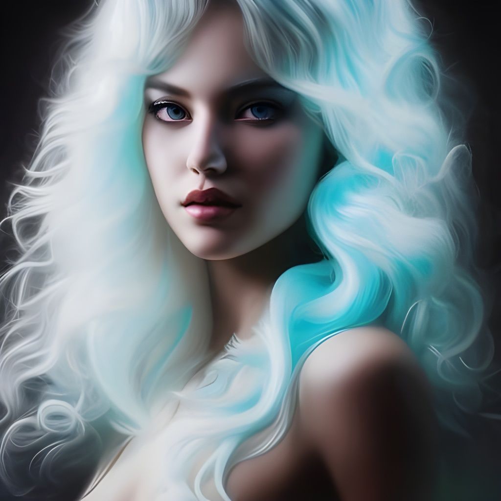 Neon Haired Girl in Noir Painting Style