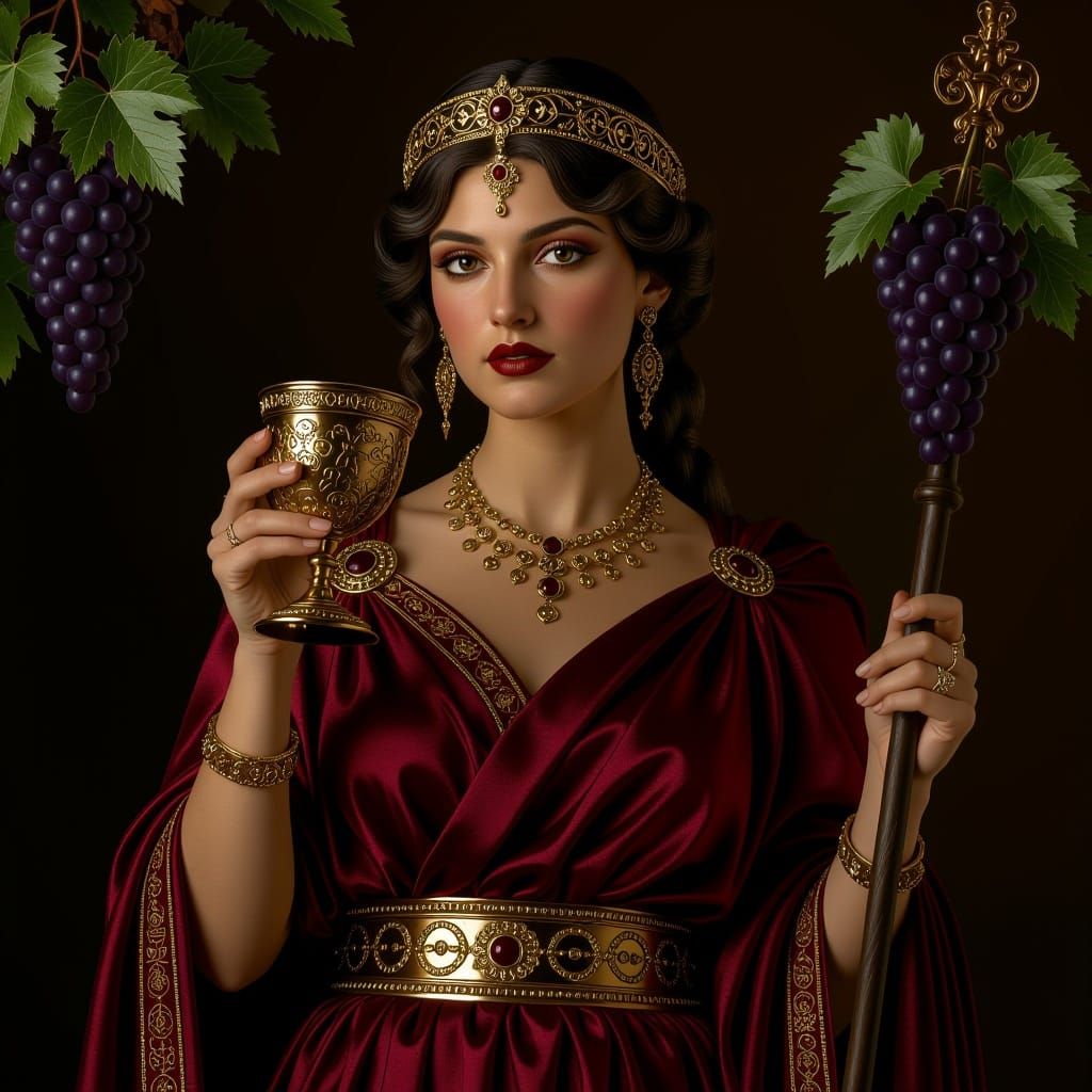 Etruscan Goddess of Wine and Earth in Dark Fantasy