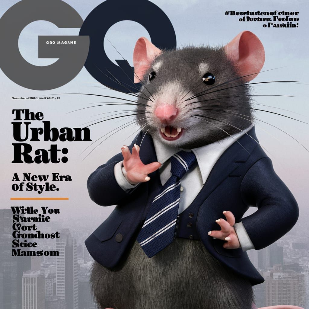 Stylish Rat on GQ Cover: Urban Chic Portrait