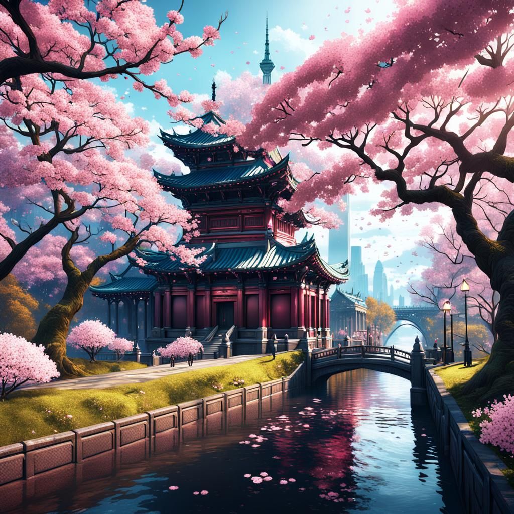 Cherry Blossoms in New York: Fantasy Concept Art