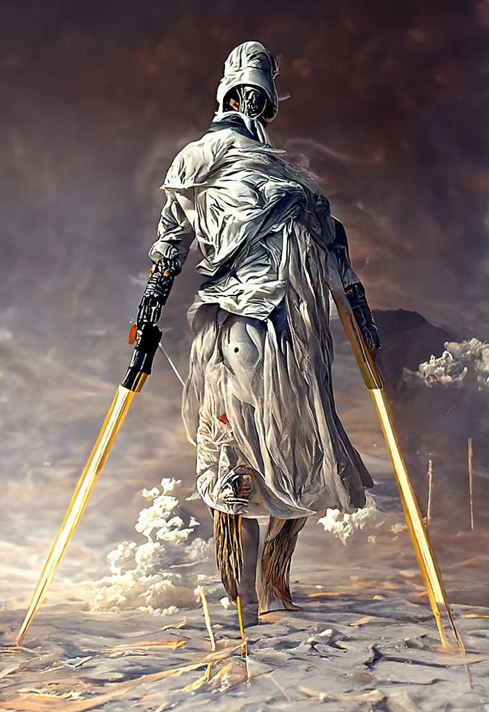 Laser Sword Warrior in Biopunk Photoillustration