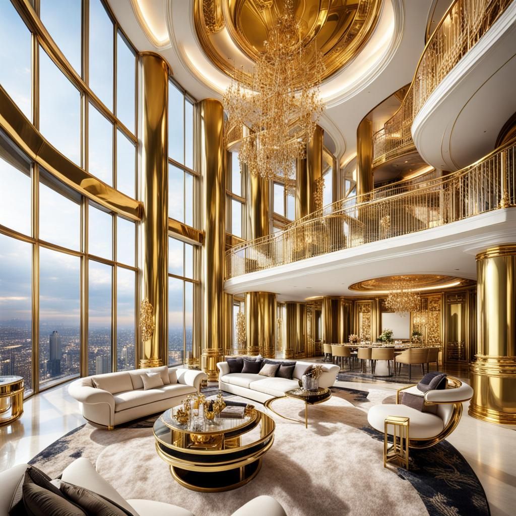 Luxurious Gold Penthouse Interior Design