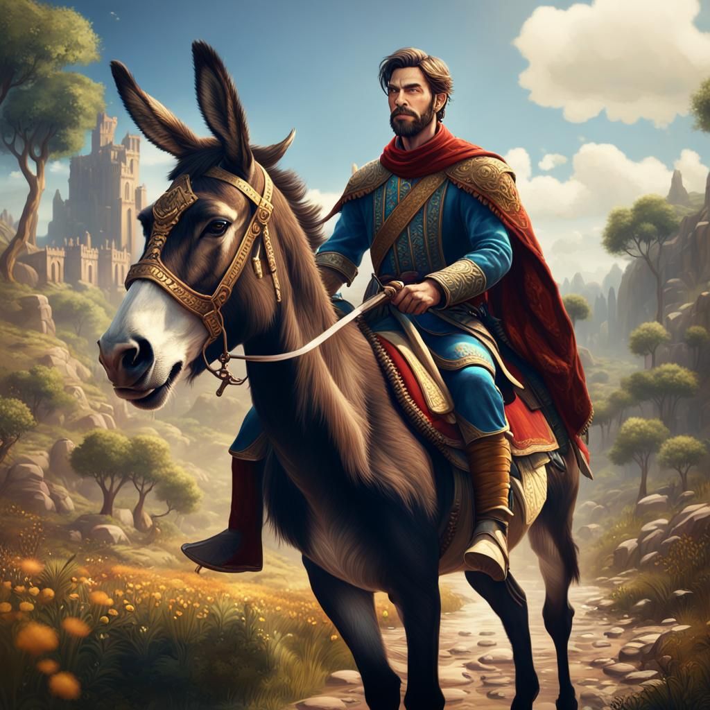 Fantasy Prince on Donkey, Detailed Matte Painting