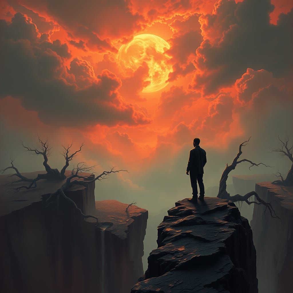 Philosopher Contemplates Existential Crisis in a Futuristic,...