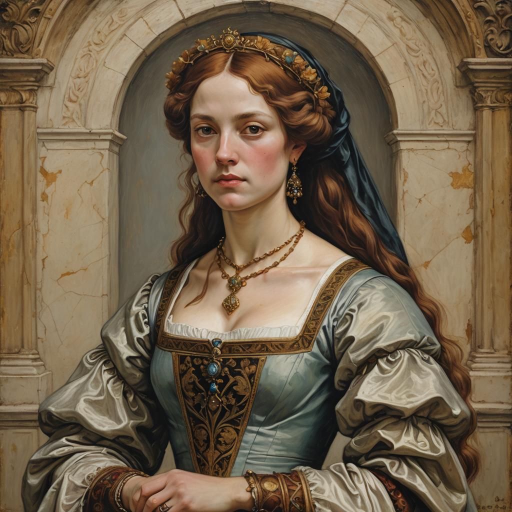 Renaissance Woman Portrait in Oil Paint Style