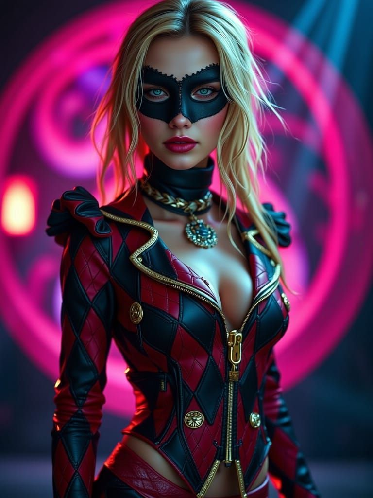 Confident Pin-Up Girl in Baroque Attire Poses for Spring Equ...