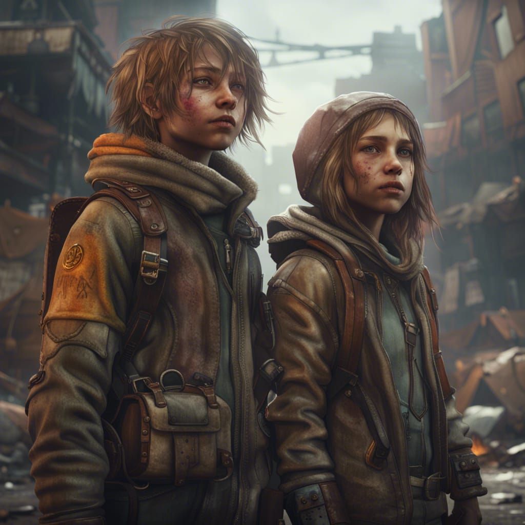 Post-Apocalyptic Siblings: Hyperdetailed Concept Art