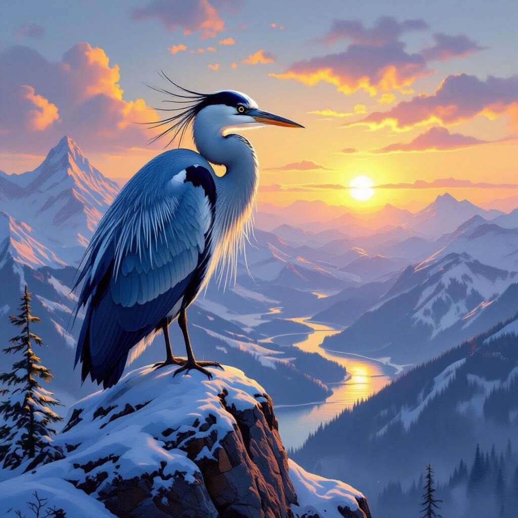 Blue Heron Surveys its Kingdom in Renaissance Style