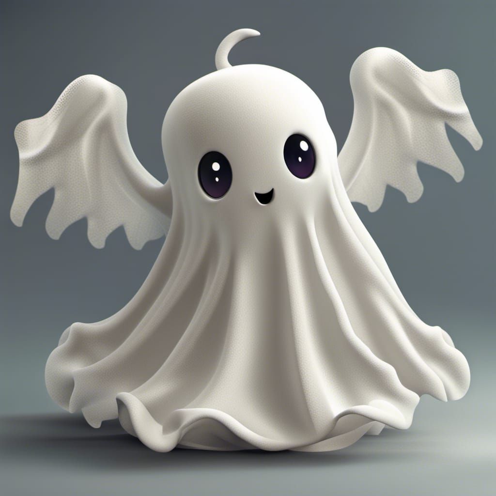Adorable Winged Baby Ghost Illustration