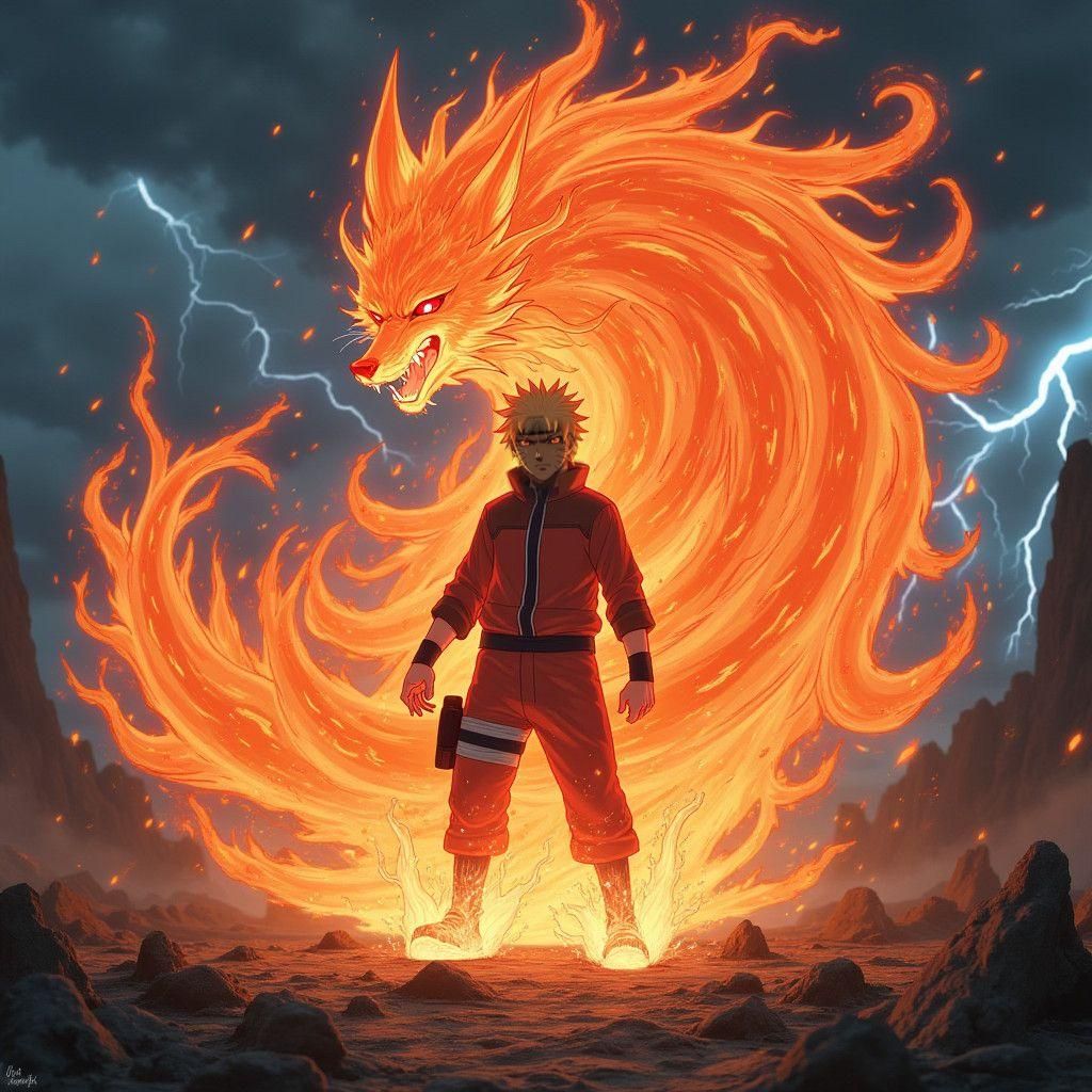 Naruto Unleashes Kurama's Chakra on a Desolate Battlefield