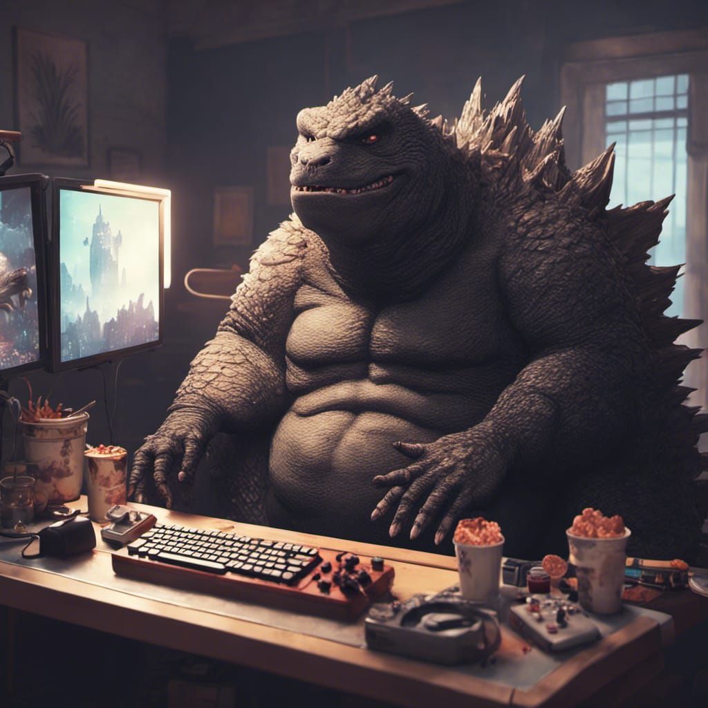 Godzilla and Danny DeVito Play Video Games