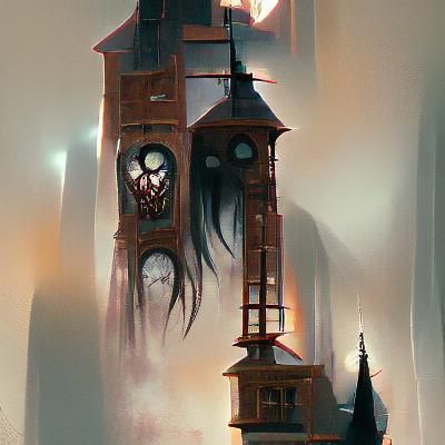 Sinister Pendulum Clock Tower Art