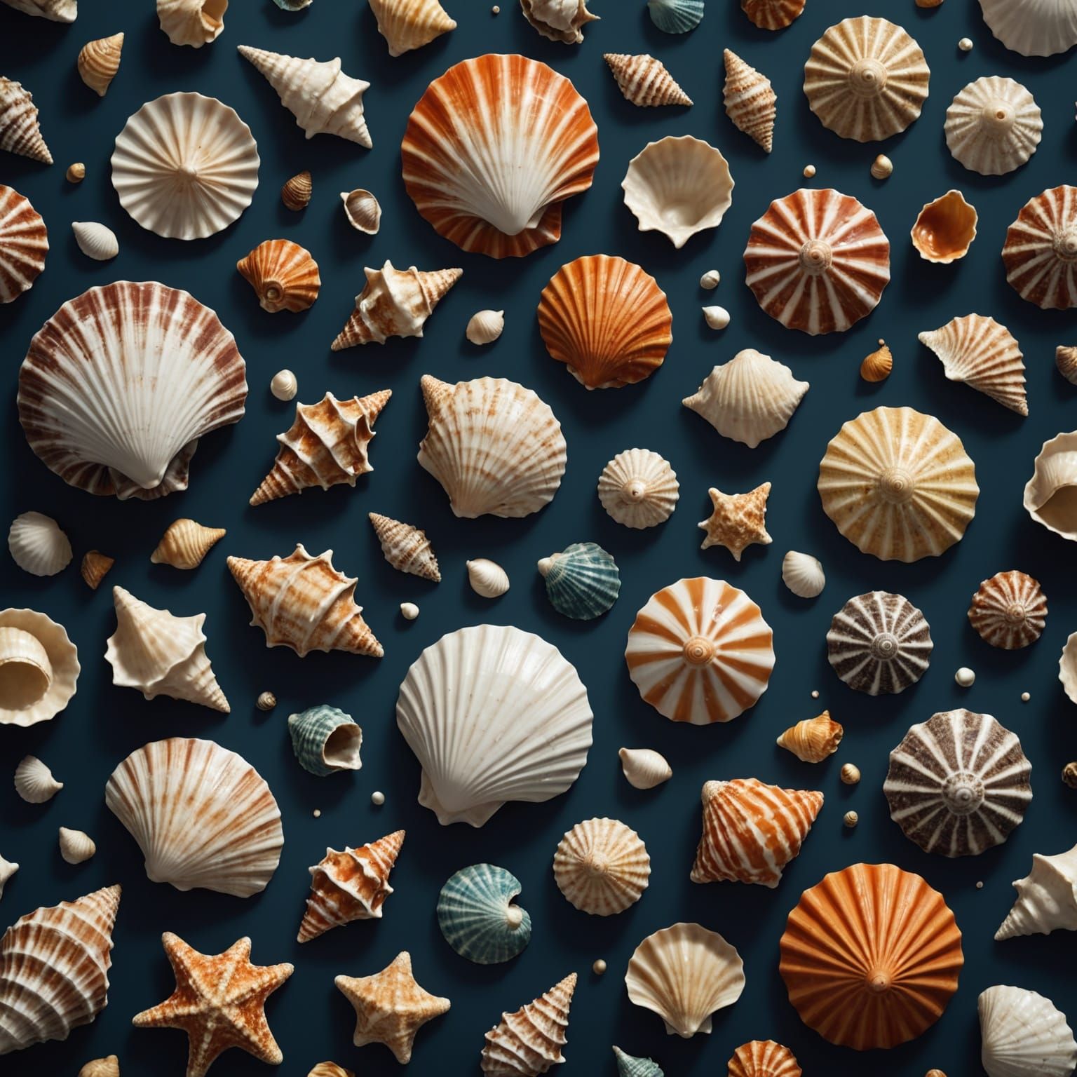 Seashell Collection Displayed as Matte Painting