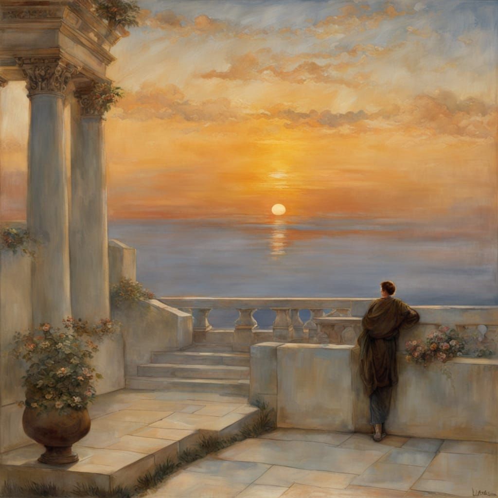 Vibrant Sunset in Alma-Tadema Style