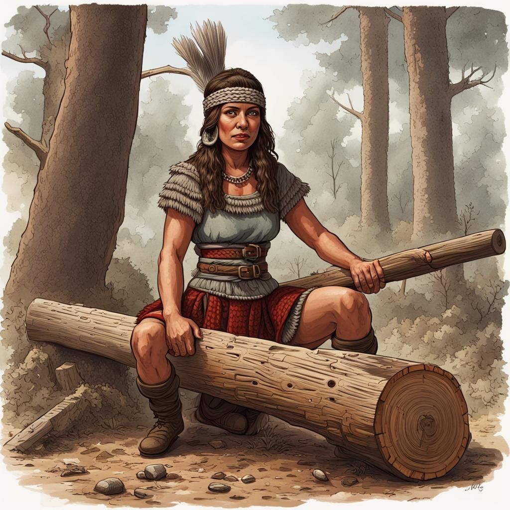 Aztec Lumberjack in Medieval Age: Detailed Image