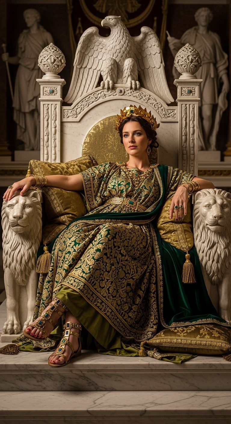 Roman Empress in Royal Palace Throne Room